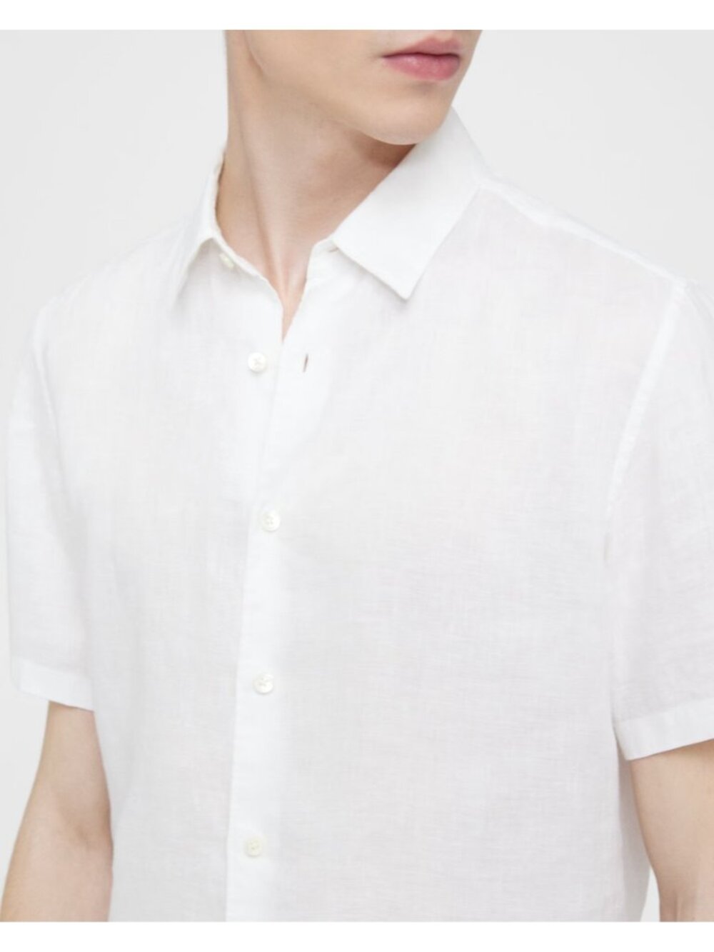 Theory Irving Shirt White All Linen Short Sleeve Men's Size XXL